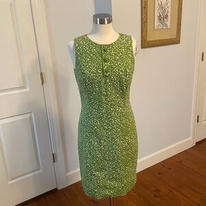 Talbots, green and cream floral pattern dress, size 8